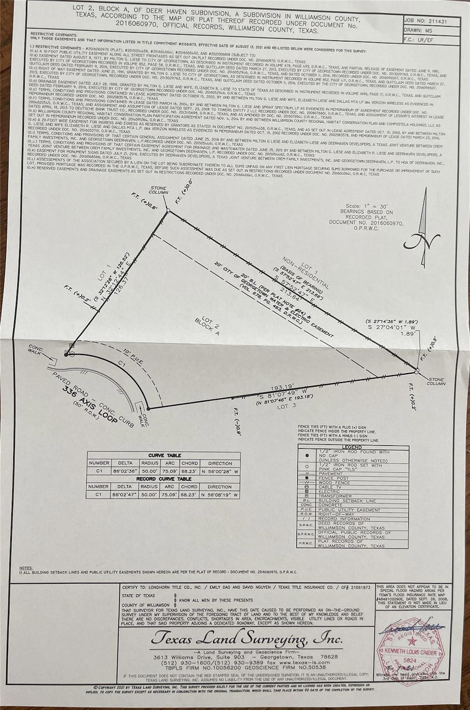 Survey of 336 Axis Loop. Ask for deed restrictions, too.