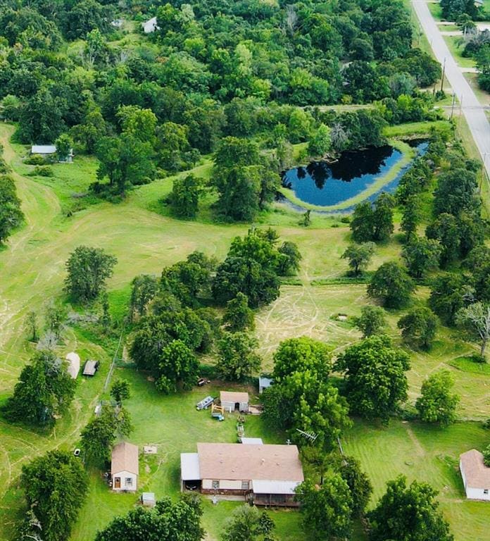 Bird's eye view of a nearby body of water