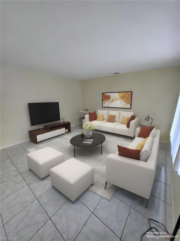 View of tiled living room