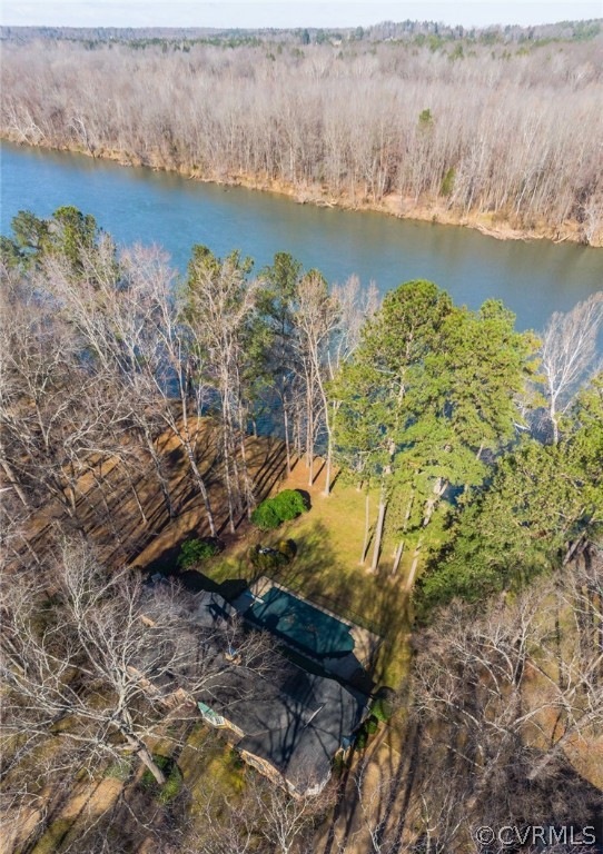 Aerial showing proximity of house to river's edge