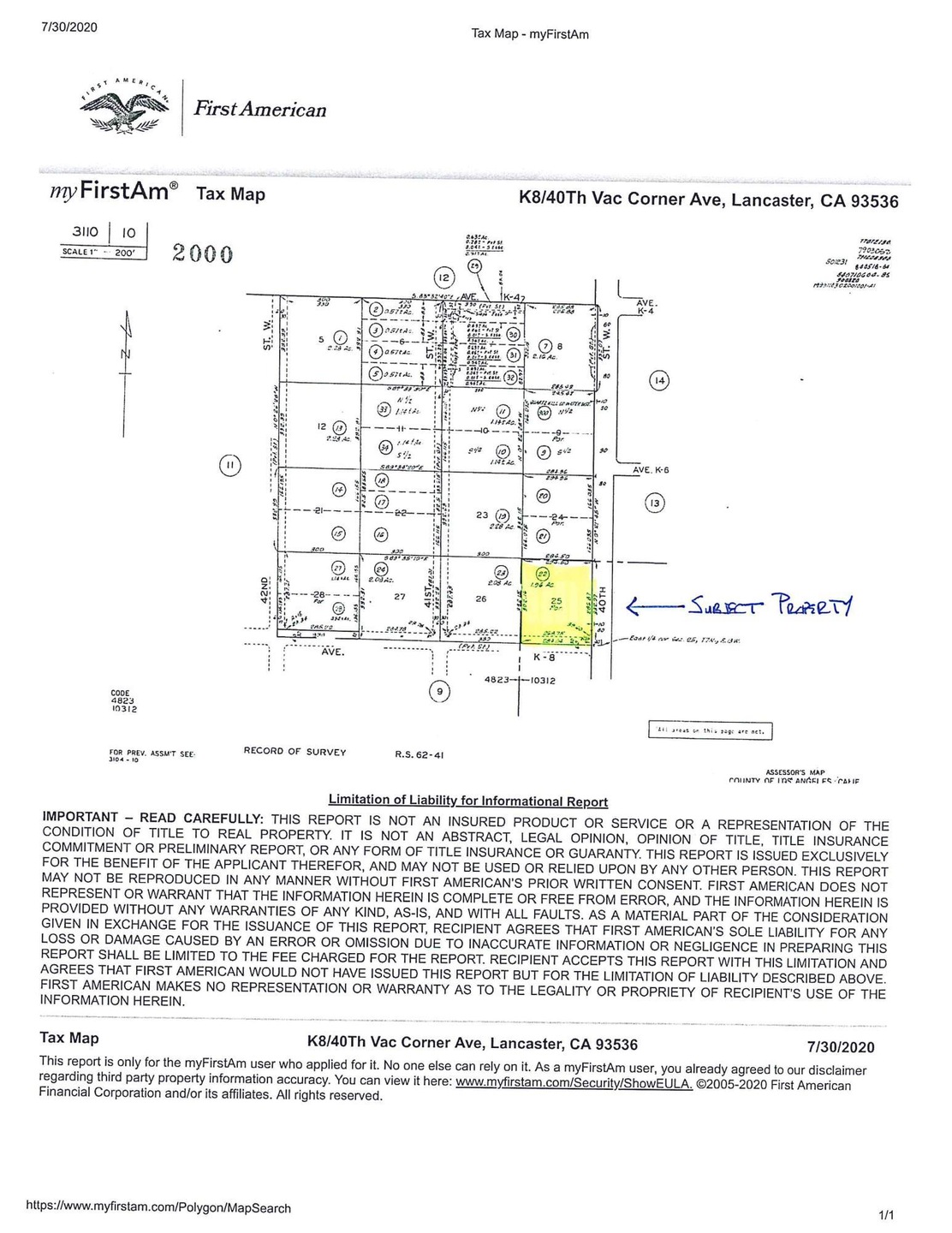 APN #3110-010-022 - Plat Map