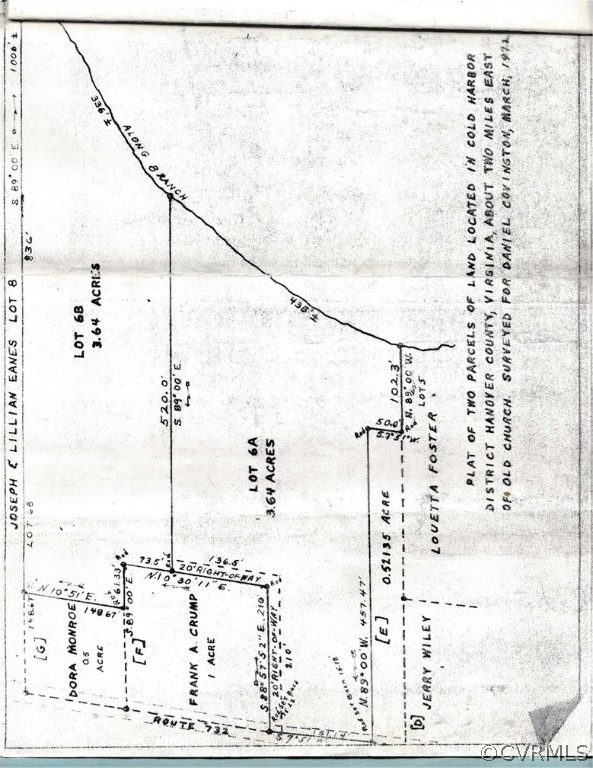 3.64 ACRES Front on  Rt. 732, (Epps Rd) The 20' Right of Way (driveway to a rear property is at far left end next to wooded tree line.)
