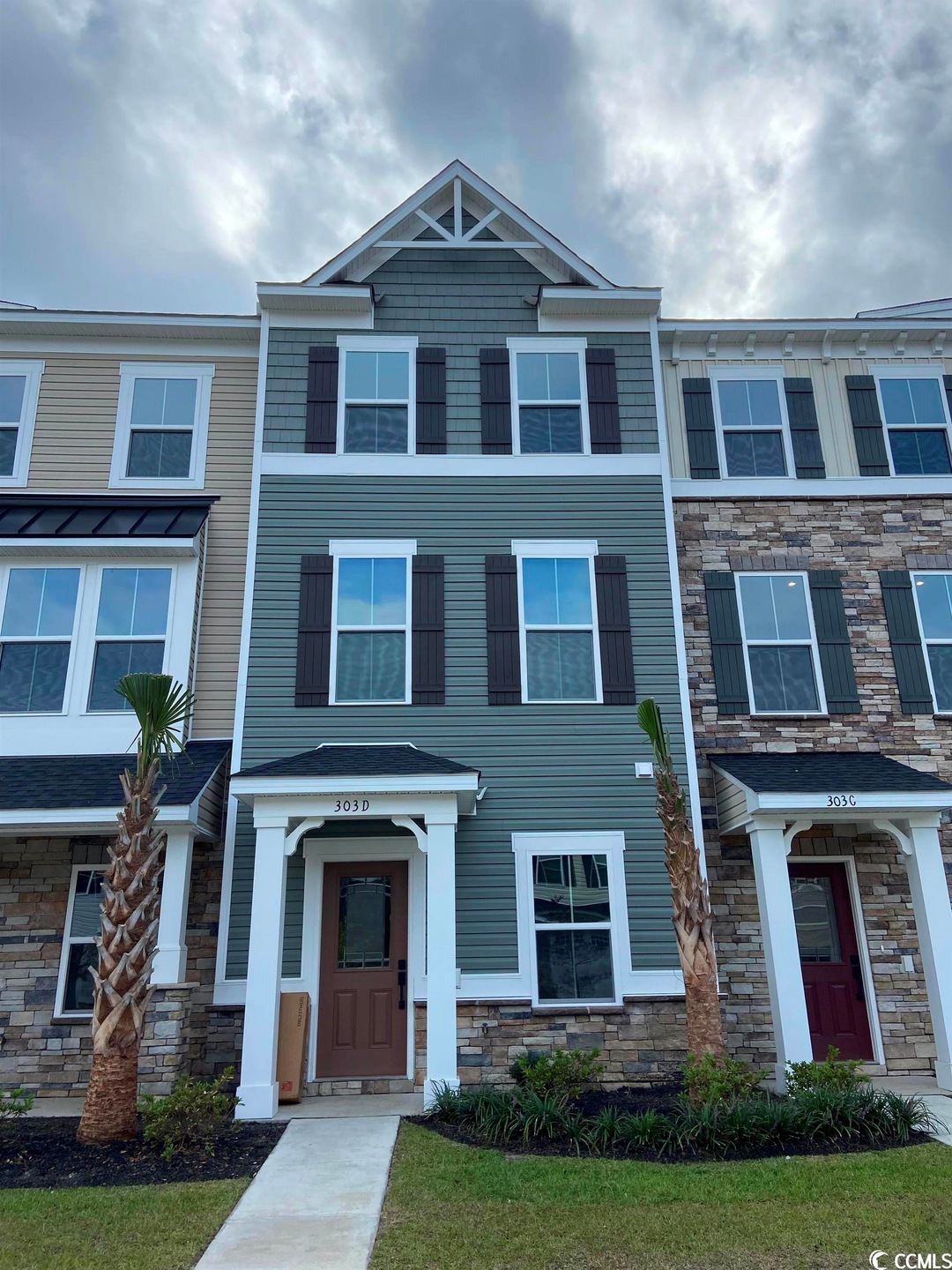Craftsman-style exteriors with stone, siding, and 