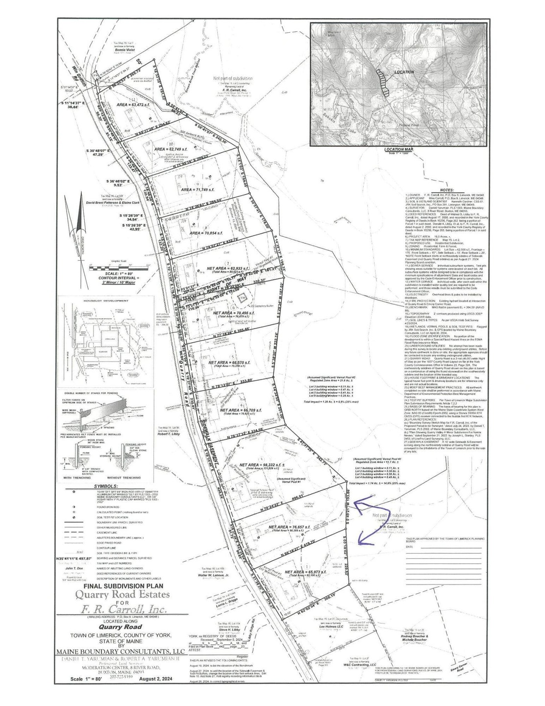 Quarry Road subdivision map