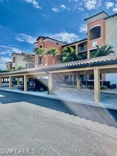 View of covered parking lot