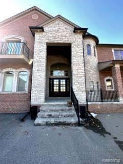Front View with Stone and Brick