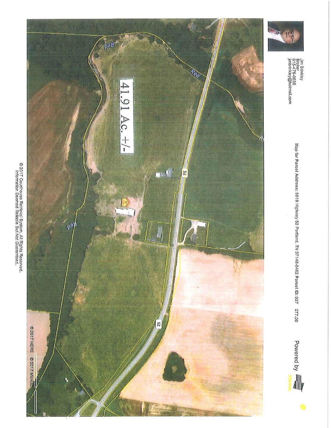 AERIAL VIEW OF PROPERTY LONG ROAD FRONTAGE AND BORDERED BY RED RIVER 