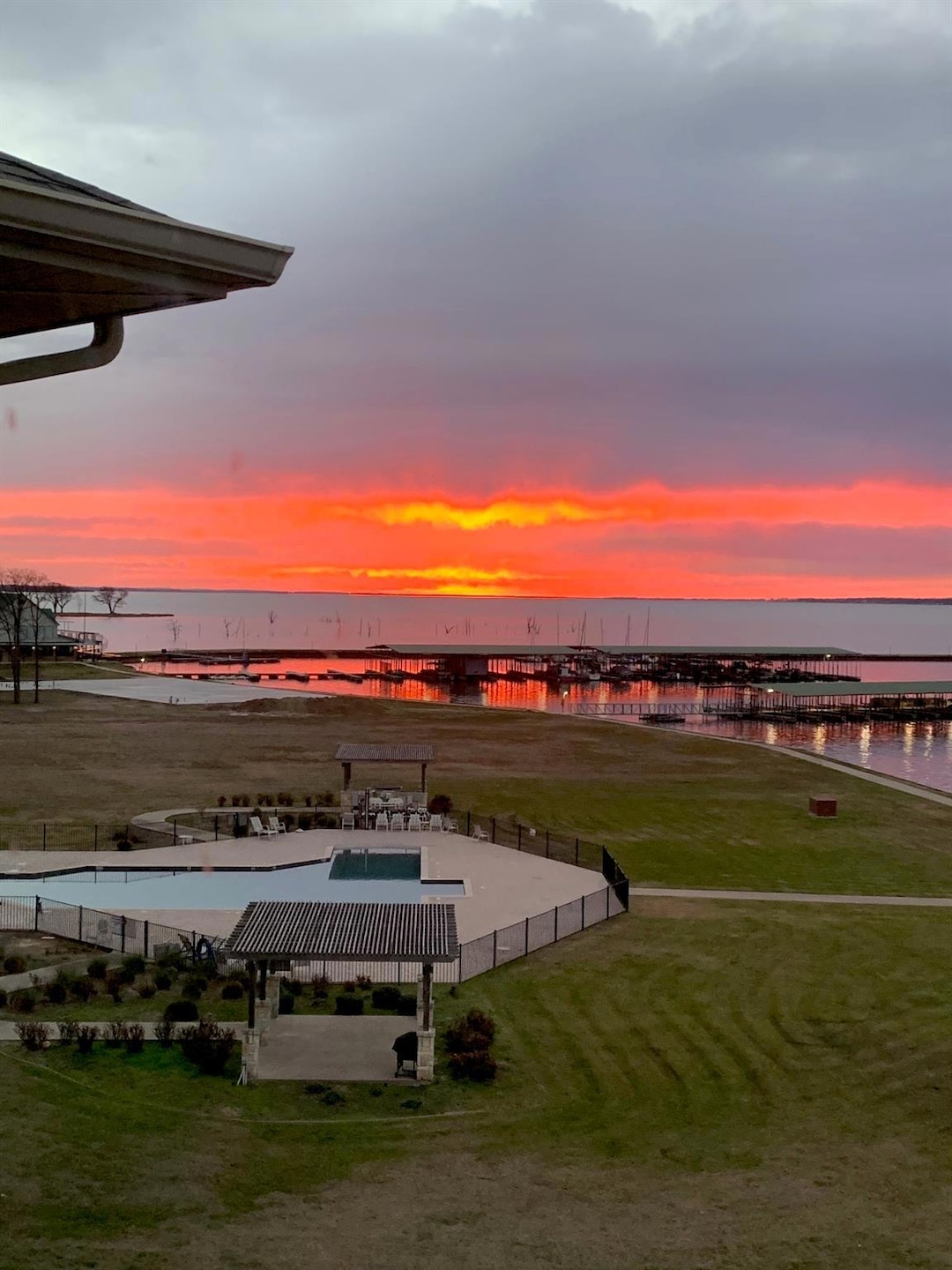 Sunrise view from living room.