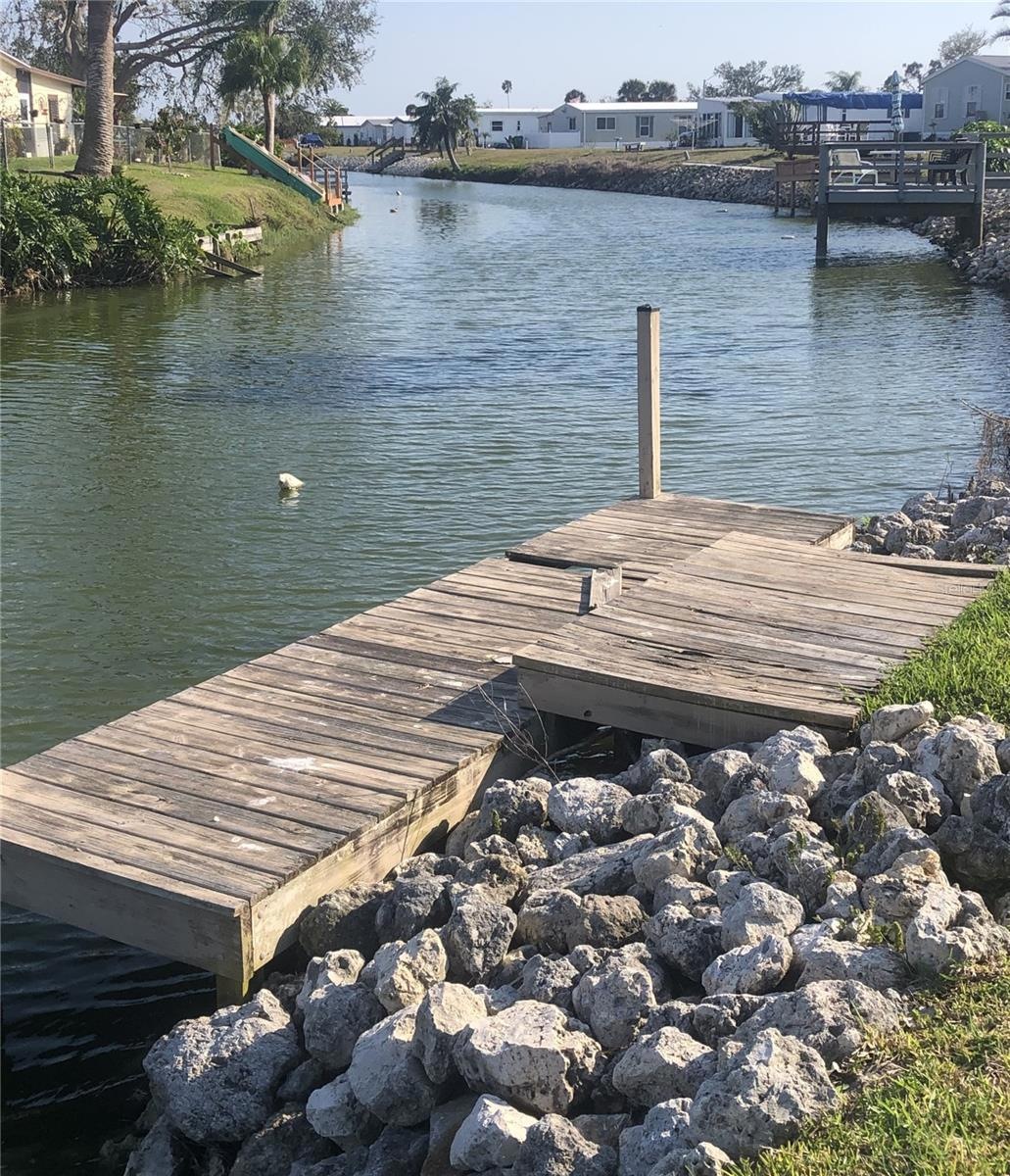 Dock and riprap looking down canal