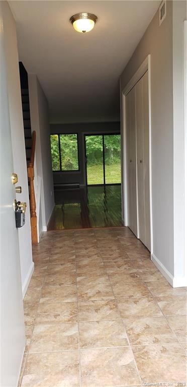 Enter into your new home.  Both doors open for eas