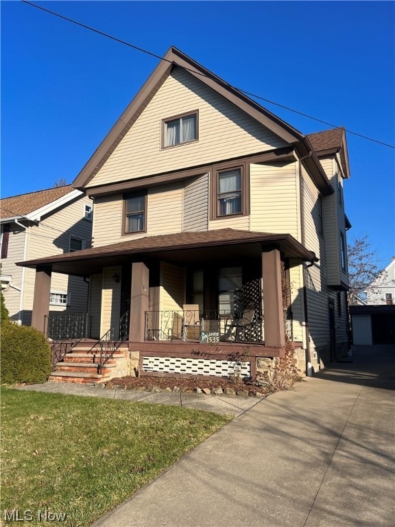 View of front of home featuring a porch
