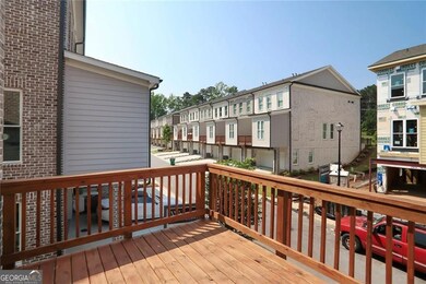 Wooden terrace with a residential view