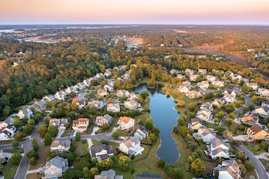 drone close up of pond