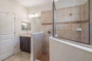 Master bath has dual/separate sinks, large walk-in