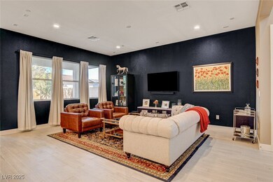 Living room with an accent wall, light wood-type f