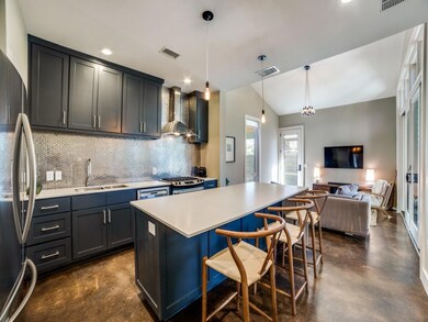 Kitchen with tons of storage and gas range. 