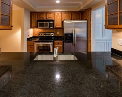 Granite countertops with breakfast bar and stainle