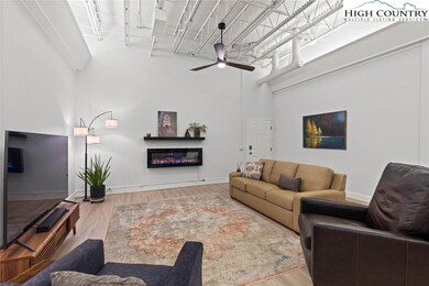 Living room with electric fireplace