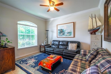OFFICE/DEN, CROWN MOLDING, TILE FLOOR