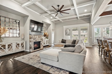 Family Room with stone fireplace