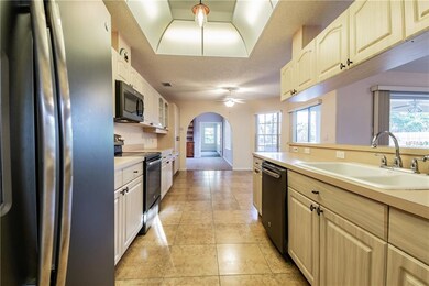 kitchen with family room views