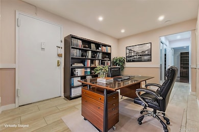 Office area featuring recessed lighting and baseboards