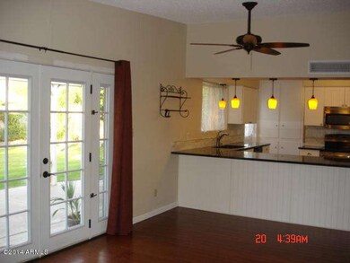 Dual pane french doors frame the view
