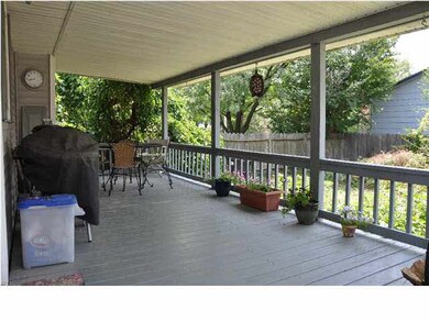 The back deck faces the west and is shaded by big 