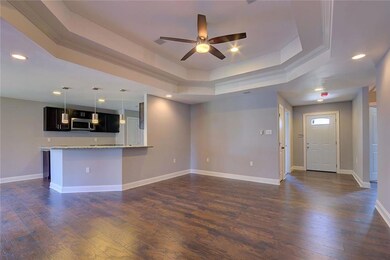 Open living room with bar area