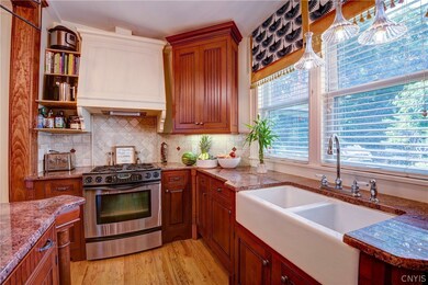 Lead crystal pendants over the kitchen sink