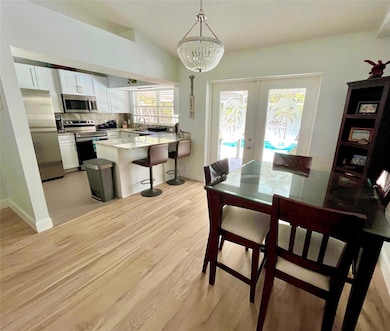 Kitchen and Dining, French doors to the pool