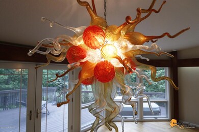Stunning hand blown glass chandelier