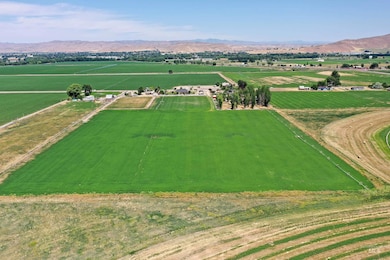 View of rural area with a mountainous background and rows of crops