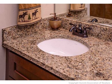 Bathroom. Granite bathroom counter with undermount