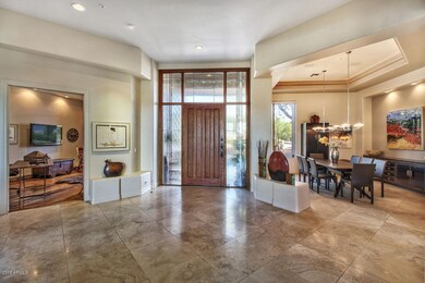 Open entry with stone flooring