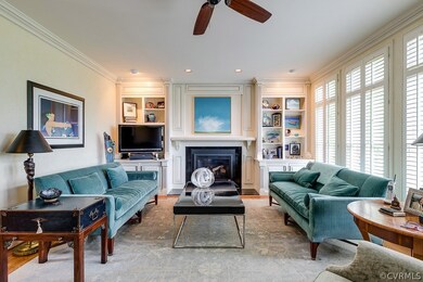 Family Room with Quadra Fire gas logs, built in bo