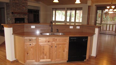 Granite counters- view of living room
