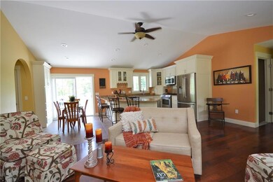 Living and dining spaces feature...