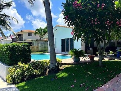 Beautiful mature flowering trees in backyard