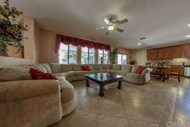 The open floor plan connects the family room to th
