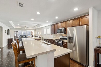 Large island with quartz countertops