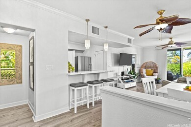 Spacious and stylish layout with bar seating, reno