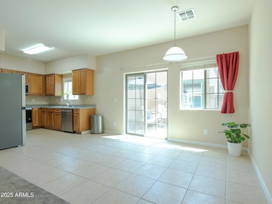 Dining area overlooks patio