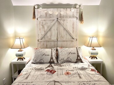 Bedroom with a barn door