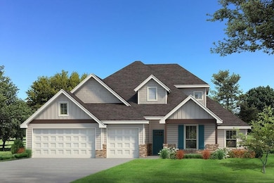 Craftsman-style house with a front yard, concrete 