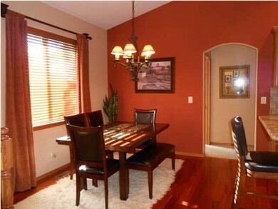 Hardwood floors in dining area