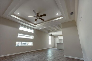 Unfurnished room featuring light hardwood / wood-style floors, a raised ceiling, and ceiling fan