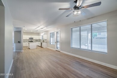 family room to kitchen view
