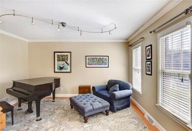 Elegant living room. New wooden blinds throughout 