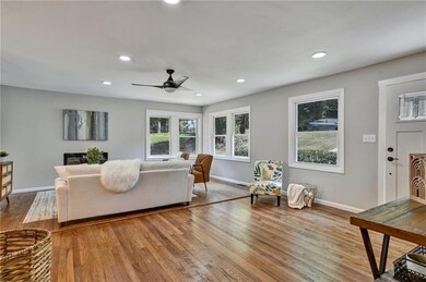 Living room featuring hardwood / wood-style floori